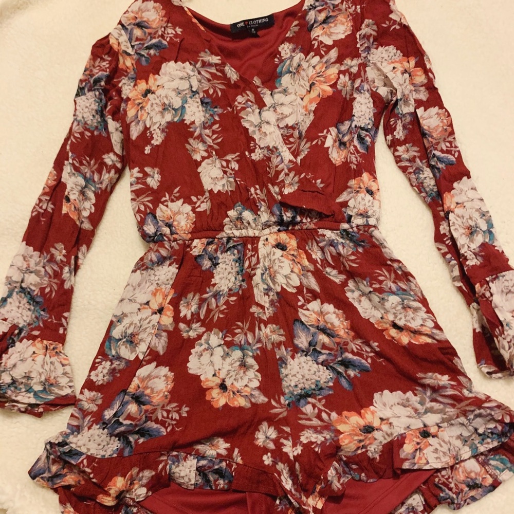 One Clothing Long Sleeve Floral Print Romper S